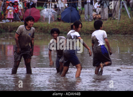 Reis Pflanzen Fruchtbarkeit Festival in Saigo, Japan. Stockfoto