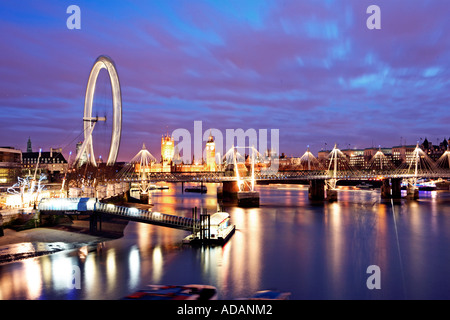 GB LONDON LONDON EYE UND RIVER THAMES Stockfoto