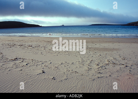 Lunda Docht Wind geblasen Sandstrand Funnel cloud Vere auf Horizont Insel Unst Schottland nördlichen Inseln Großbritannien gb Stockfoto