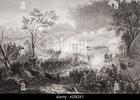 Die Schlacht bei Pittsburg Landing, auch bekannt als die Schlacht von Shiloh, Tennessee, im Jahr 1862. Stockfoto