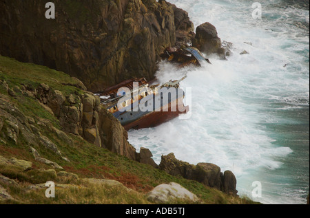 Das Wrack der RMS Mülheim verlor zwischen Sennen Cove und Lands End Cornwall am 22. März 2003 Bild genommen Dezember 2004 Stockfoto