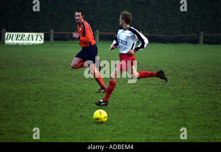 Amateur-Fußball-match, Diss, Norfolk, Großbritannien. Stockfoto