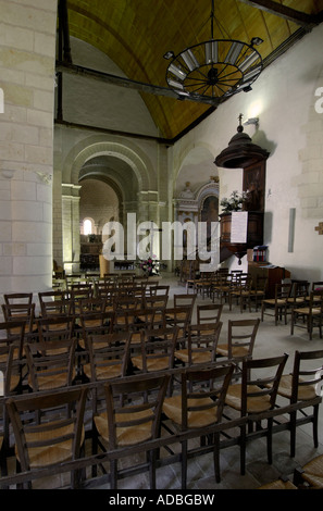 Innenraum der St. Gervais & St. Protais Church, Le Grand Pressigny, Frankreich. Stockfoto