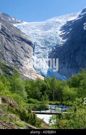 Briksdalbreen Gletscher Briksdal in der Nähe von alten Stryn Sogn Og Fjordane Norwegen Stockfoto