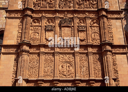 Küste von Waffen, König Carlos V, König Carlos 5., Fassade, Universität von Salamanca, Salamanca Provinz, Kastilien und Leon, Spanien, Europa Stockfoto