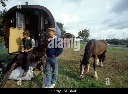 Zigeuner / New Age Travellers traditionellen Wohnwagen Redruth Cornwall England Stockfoto