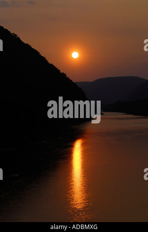 Sonnenuntergang am Susquehanna River im Hyner View State Park bei Hyner Pennsylvania PA Stockfoto