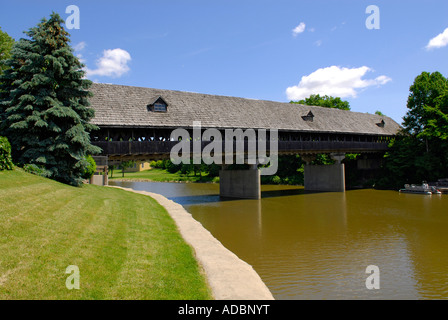 Zehnders Holz Brücke Holzbrücke historische Frankenmuth Michigan MI Stockfoto