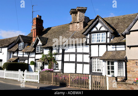 Malerische Fachwerk Häuser im Dorf von Eardisley Herefordshire England UK Stockfoto