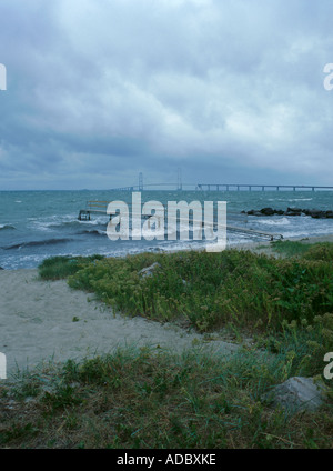 Storebælt East Bridge zwischen den Inseln von Sjælland (Seeland) und Fyn (Fünen), Dänemark Stockfoto