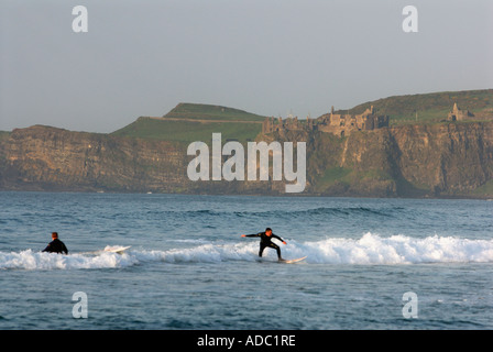 Dunluce Castle, weißen Felsen, Portrush, Co. Antrim, Nordirland Stockfoto