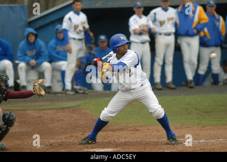 High School Baseball-Spieler bei bat Stockfoto