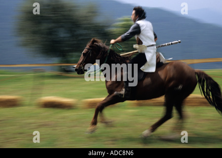 Das Ritterturnier in der traditionellen historischen Rückruf des Mittelalters, Verkauf Marasino, Italien Stockfoto