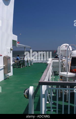 Der Stern Deck der Passagier Auto Fähre Twin Kaps in Delaware Bay in der Nähe von Cape kann New Jersey USA Amerika Stockfoto