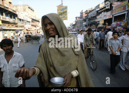 Bettler auf der Straße in Delhi Indien Stockfoto