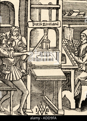 Eine Druckmaschine von 1498 Stockfoto