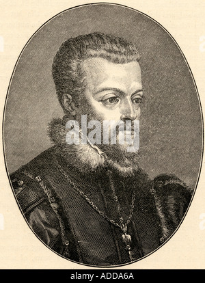 Philipp II., 1527 - 1598. König von Spanien. Aus dem Bildnis von Tizian Stockfoto