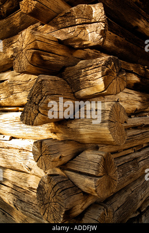Äußere Detail eine Blockhütte, Süden der USA. Stockfoto