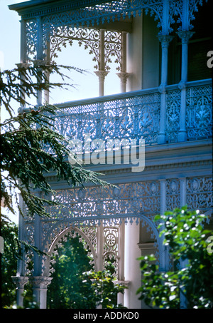 Gegossen Sie Schmiedearbeiten viktorianischen Reihenhaus in Melbourne Australien Stockfoto