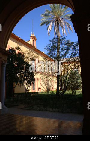 Ansicht der Alcazar Palast & Gärten Palacio de Don Pedro Sevilla Sevilla Andalusien Andalusien España Spanien Iberia Europa Stockfoto