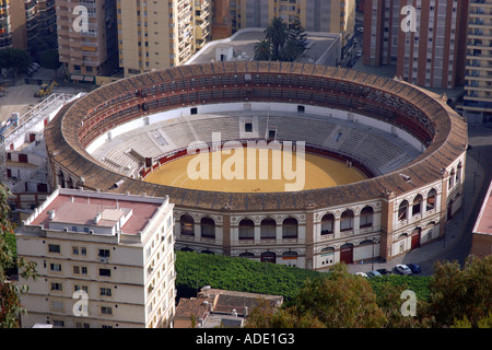 Panoramablick auf Málaga & La Malagueta Bull ring Costa del Sol Sonne Küste Andalusien Andalusien España Spanien Iberia Europa Stockfoto