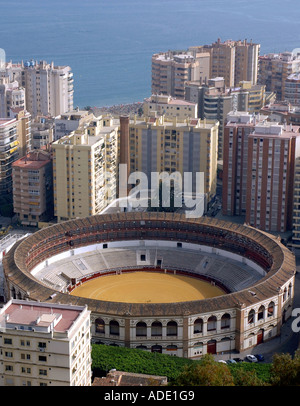 Panoramablick auf Málaga & La Malagueta Bull ring Costa del Sol Sonne Küste Andalusien Andalusien España Spanien Iberia Europa Stockfoto
