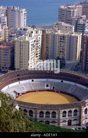 Panoramablick auf Málaga & La Malagueta Bull ring Costa del Sol Sonne Küste Andalusien Andalusien España Spanien Iberia Europa Stockfoto