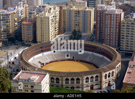 Panoramablick auf Málaga & La Malagueta Bull ring Costa del Sol Sonne Küste Andalusien Andalusien España Spanien Iberia Europa Stockfoto