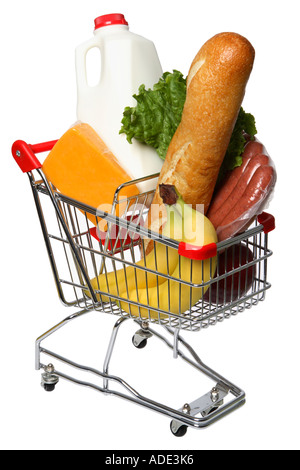 Kleinen Einkaufswagen voller Lebensmittel Stockfoto