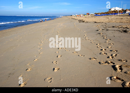 Panoramablick auf Meer und Strand von Faro Algarve Iberia Portugal Europa Stockfoto