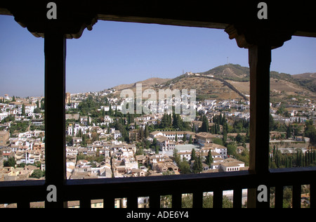 Panorama der Alcazaba Festung & Alhambra Palast Granada Andalusien Andalusien España Spanien Iberia Europa Stockfoto