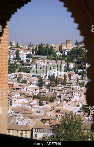 Ansicht der Alhambra Palast & Alcazaba Festung Granada Andalusien Andalusien España Spanien Iberia Europa Stockfoto