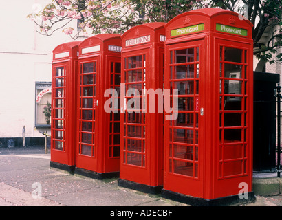 Vier Telefon-Boxen, Truro, Cornwall, UK Stockfoto