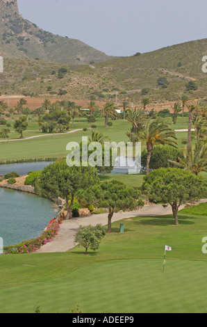 6. Grün am La Manga Club, Costa Calida, Murcia, Süd-Ost-Spanien Stockfoto