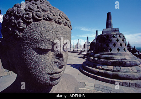 Indonesien. Java. Borobodur. Buddhistischer Tempel. Stockfoto