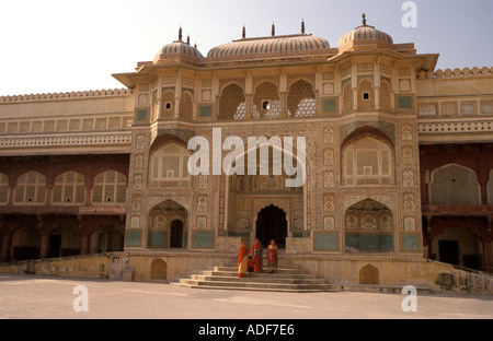 Indien Rajasthan Innenhof im Zentrum von Amber Fort Stockfoto