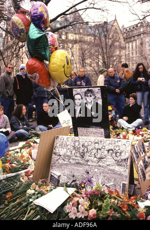 George Harrison-Denkmal am Strawberry Fields in New York City nach seinem Tod im Jahr 2001 Stockfoto