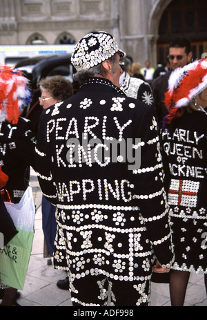 Pearly Kings und Queens in der Guildhall in London Stockfoto