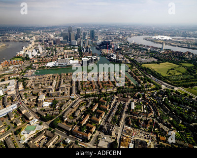 Luftaufnahme von Canary Wharf, London Stockfoto
