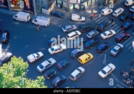 Frankreich Paris Verkehr an der Kreuzung Luftbild Stockfoto