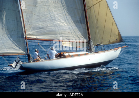 1913-Yawl Maiastra im Gange bei Monaco Monte Carlo Europe Stockfoto