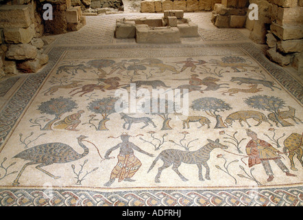 Mount Nebo Jordan Memorial Church of Moses Mosaic im Diaconicon-Baptistery Stockfoto