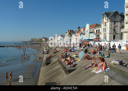 Strandpromenade von Wimereux (Côte d ' Opale-Pas de Calais-Frankreich) Stockfoto