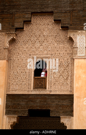 Galerie von Ben Youssef Medersa koranische Schule Maghreb Marrakesch Marokko Stockfoto