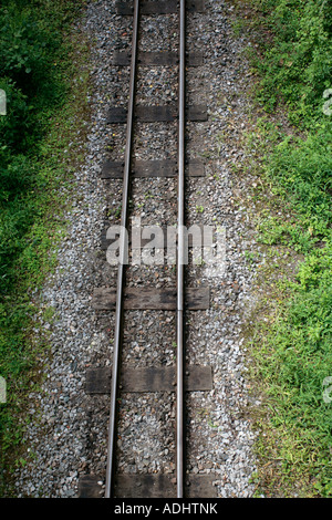 Luftaufnahme einer Schmalspurbahn, West Sussex, Großbritannien Stockfoto