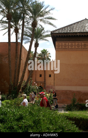 Kunstvollen Stuckarbeiten in Saadian Dynastie Gräber Maghreb Marrakesch Marokko Stockfoto