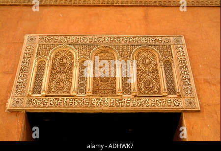 Kunstvollen Stuckarbeiten in Saadian Dynastie Gräber Maghreb Marrakesch Marokko Stockfoto