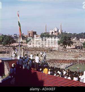 Independence Day auf das Rote Fort in Delhi Indien 15. August 1947 war der Tag für Feierlichkeiten, die Gandhi in Kalkutta Nehru Vorsitz war Stockfoto