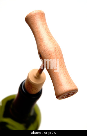 Korkenzieher Cork und Flasche Stockfoto