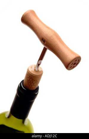 Korkenzieher Cork und Flasche Stockfoto
